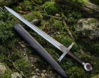 Knights Templar Crusader Sword Replica: Hand Forged Carbon Steel Long Sword