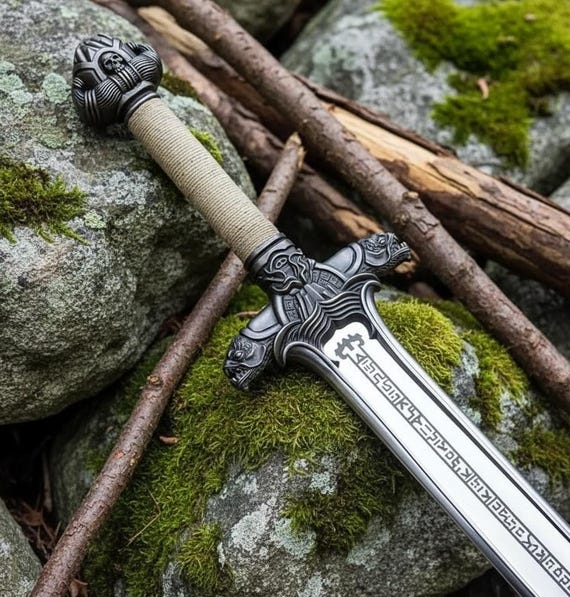 Handmade Conan Atlantean Sword | Etched Stainless Steel Replica