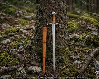 Handmade Medieval Arming Sword with Leather Scabbard | Decorative Knight Replica