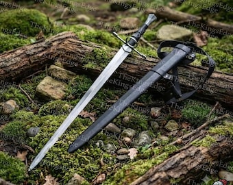 High Carbon Steel Knight Sword - Custom Engraved Medieval Replica with Scabbard