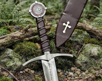 Accolade Sword of the Knights Templar High Carbon Steel, Leather Scabbard Collectible cosplay replica