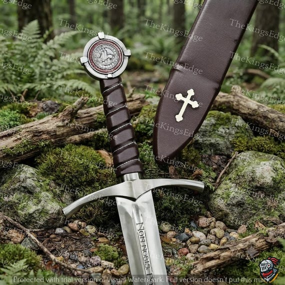 Accolade Sword of the Knights Templar High Carbon Steel, Leather Scabbard Collectible cosplay replica