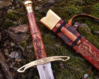 Handmade Medieval Display Sword with Wooden Scabbard | Viking-Inspired Decorative Replica