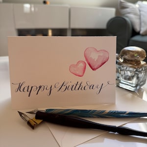 Geburtstagskarte „Happy Birthday“ – handgeschrieben & handgemalt – mit Umschlag
