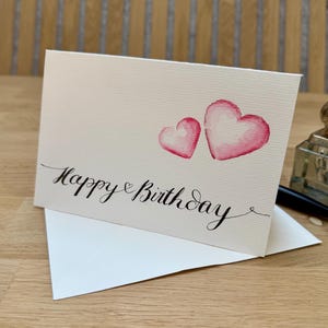 Geburtstagskarte „Happy Birthday“ – handgeschrieben & handgemalt – mit Umschlag