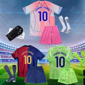 Lamine Yamal #10 Youth Soccer Kit | Barcelona Inspired Jersey & Shorts Set | Kids / Adult Sizes