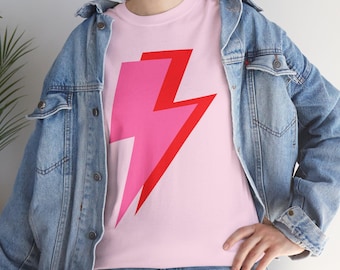 Pink Lightning Bolt Graphic Tee, Retro 90s Style