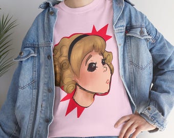 Camiseta con ilustración de cabeza retro, camiseta con gráfico de arte pop peculiar