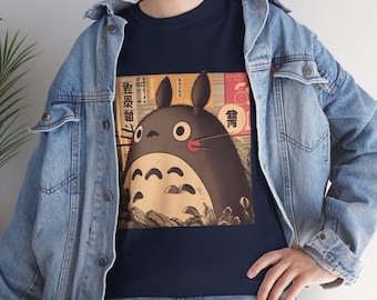 Totoro Ukiyo-e T-Shirt, Japanese Anime Aesthetic Unisex Top