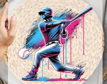 Baseball Player Ice Cream Drip Ready To Press , Baseball Ice Cream Drip Heat Press, Basebaall Dtf, Game Day Baseball, Baseball Dripping Dtf