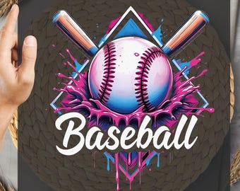 Colorful Baseball Ready To Press , Baseball Bow Heat Press, Basebaall Dtf, Game Day Baseball, Baseball Dripping Dtf