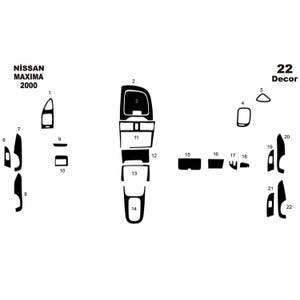 Nissan Maxima 2000 - Instrumentpanel i mahogny | Instrumentpanelskydd i träådring | Tillbehör för interiöruppgradering