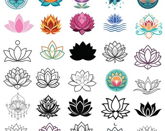 Lotus Flower SVG Bundle: Lotus Silhouette Clipart (Digital Download)