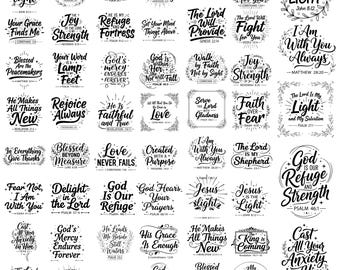 Bible Verse SVG Bundle, Christian Quotes, Jesus, Religious Designs (Digital Download)