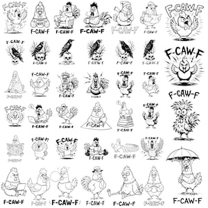 100+ lustige F-Caw-F Huhn SVG PNG Bundle, Bauernhof Clipart (digitaler Download)