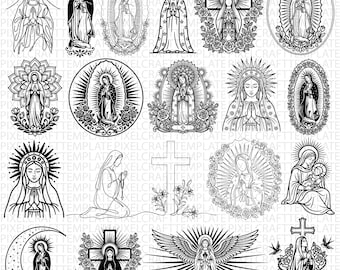 35 Virgen de Guadalupe Svg Png Bundle, Mother Mary Svg, Virgin Mary Svg, Christian Svg, Bible Svg, Cross Svg, Religious Svg,Digital Download
