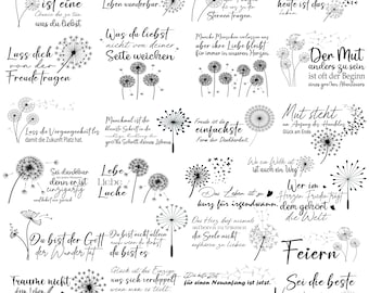 German Dandelions SVG Bundle: Inspirational Quotes, Floral Design (Digital Download
