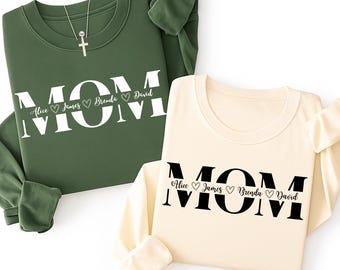Mom Svg Png, Mom Split Monogram Svg, Mother's Day Gift Svg, Add Name Svg, Mom Cut File, Mom Shirt Sublimation Design, Digital Download