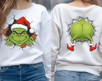 Funny Green Christmas Character PNG | Funny Front back T shirt Png, 90s Xmas PNG (Digital Download)