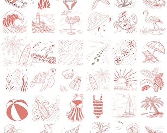 Paquete SVG costero: Imágenes prediseñadas de playa dibujadas a mano (PNG, SVG)