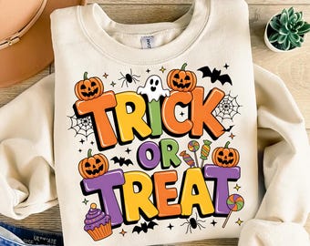 Retro Halloween Ghost PNG: Trick or Treat Doodle (Digital Download)