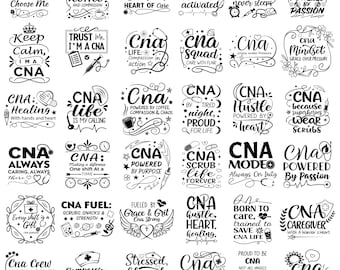 CNA Designs SVG-paket, sjuksköterskeliv, medicinsk clipart (digital nedladdning)