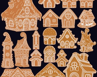Gingerbread House SVG-bundel | Holiday Cottage Vector (digitale download)