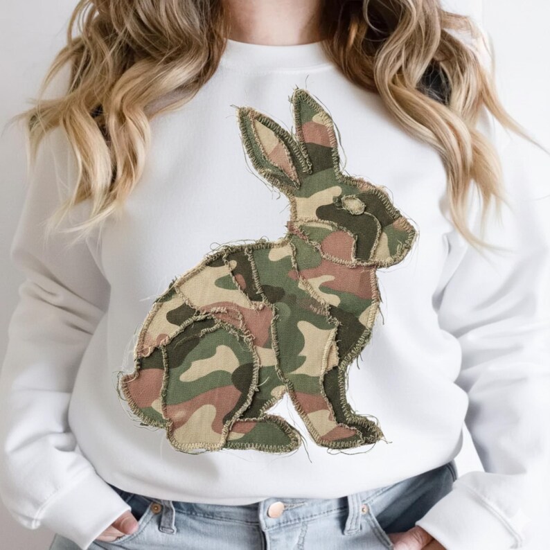 White Camo Rabbit Camouflage Bunny Easter PNG, Camo Easter Png, Bunny Patchwork Png ...