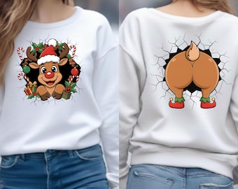 Divertente renna di Natale PNG, Divertente fronte e retro di Natale PNG, È la stagione PNG (download digitale)