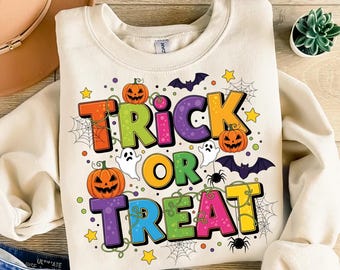 Retro Doodle Halloween Ghost PNG: Trick or Treat Spooky Season (Digital Download)