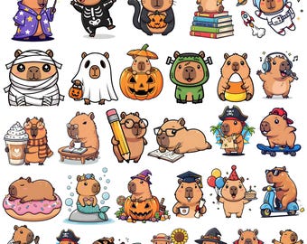 Capivara Cute Png Bundle, Capivara Png, Cute Animal Png, Cute Capivara Clipart, Capivara Png Bundle, Cute Kawaii Capybara Clipart