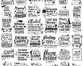 Alcohol Quotes SVG Bundle: Funny Drinking Svg, Beer, Whiskey (Digital Download