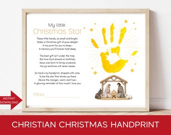 My Little Christmas Star Poem | Christmas Handprint Poem Craft | Christian Preschool Printable | Keepsake Gift for Parents & Grandparents
