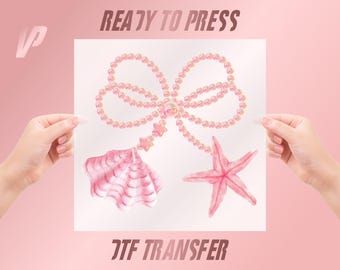 Pearl Seashell Starfish DTF Transfer, Summer Vibes Print (Ready To Press)