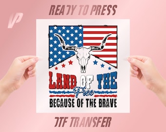 Land of the Free DTF Transfer, Patriotic USA 4th of July Print