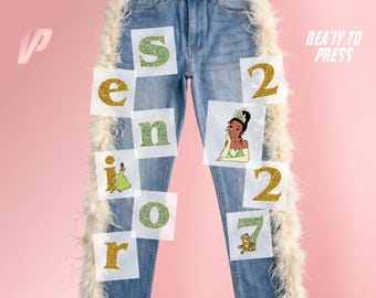 Tiana Senior 2027 Ready To Press Dtf, Princess And The Frog Class Of 2027 Pants Print Transfer, Graduation Iron On Shirt
