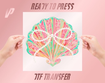 Pearl Oyster Shell DTF Transfer, Summer Flowers Print, Ready To Press Shirt Design