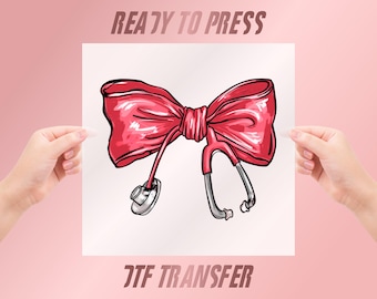 Stethoscope Bow Ready To Press Dtf, Valentine's Day Nurse Shirt