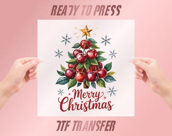 Cherry Christmas Tree DTF Transfer, Holiday Shirt Heat Press
