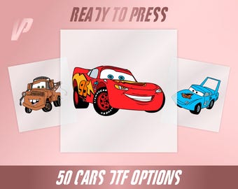 Cars DTF Print Transfer: Lightning McQueen & Mater - Ready To Press