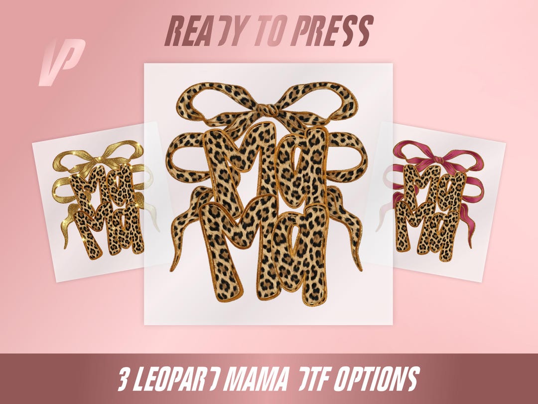 Mama Leopard Print Dtf Transfer, Coquette Bow Design Options - Etsy