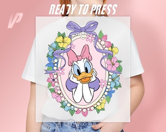 Daisy Duck Floral Frame, Disney DTF Print Transfer