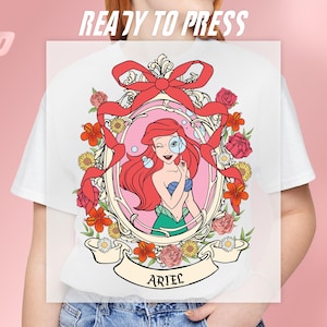 Ariel Ready To Press DTF, Disney DTF, Ariel Dtf, Ariel Ribbon DTF, Disney Print Transfer, Heat Press, Disney Princess Shirt