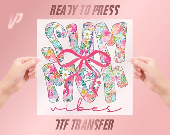 Summer Vibes Floral DTF Transfer, Ready To Press Shirt Graphic