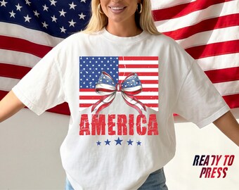 America Flag DTF Transfer, 4th of July Patriotic Shirt Print