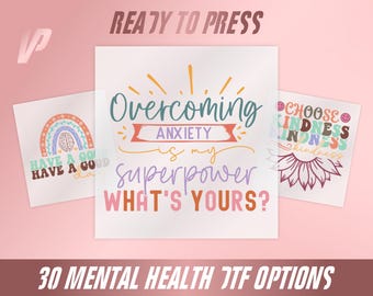 Mental Health DTF Transfers: Self-Love & Kindness Quotes - Ready to Press