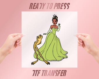 Tiana Naveen Princess Frog DTF Transfer, Fairy Tale Character Iron On Shirt