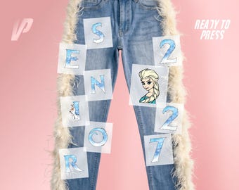 Elsa Senior 2027 DTF Transfer, Blue Glitter Graduation Pants, Iron On Shirt Design
