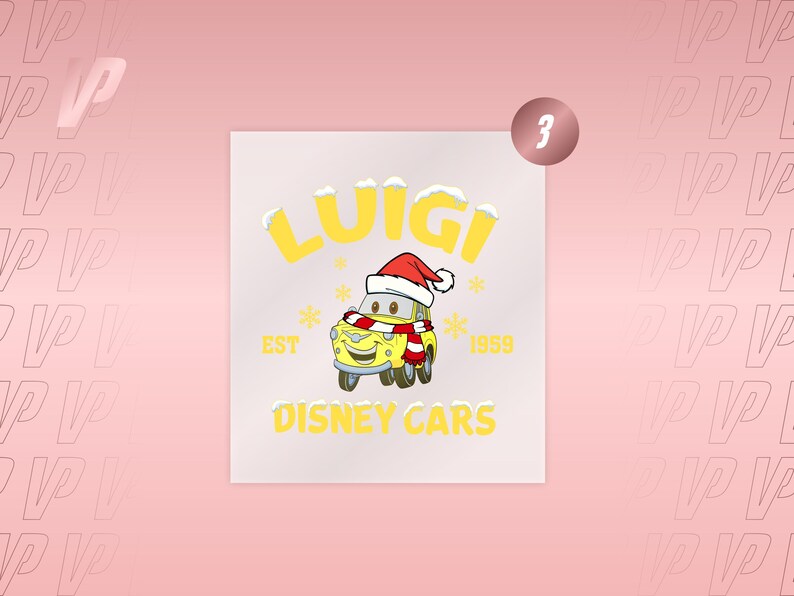 Cars Christmas DTF, Lightning McQueen Friends Transfer, Xmas Disney Shirt image 4