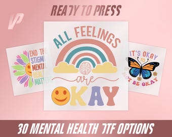 Mental Health DTF Transfers: Self-Love & Therapy Quotes - Ready to Press
